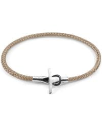 BoohooMAN - Anchor & Crew Cambridge Silver And Rope Bracelet - Lyst