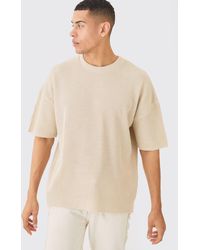 BoohooMAN - Oversized Ribbed Knit T-shirt - Lyst