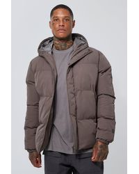 BoohooMAN - Concealed Placket Hooded Puffer - Lyst