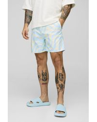 Boohoo - Mid Length Abstract Print Swim Short - Lyst
