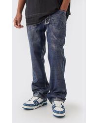 BoohooMAN - Straight Rigid Sliver Metallic Coated Denim Jeans - Lyst