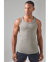 BoohooMAN - Active Gym Muscle Fit Ribbed Tank - Lyst