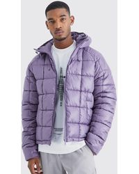Boohoo - Tall Boxy Square Quilted Puffer With Hood - Lyst