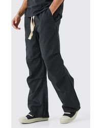 BoohooMAN - Elasticated Waist Contrast Drawcord Baggy Trouser - Lyst