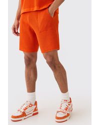 BoohooMAN - Relaxed Mid Length Ribbed Knit Short - Lyst