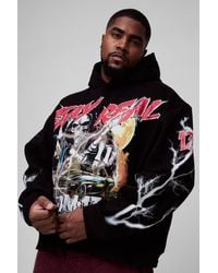 BoohooMAN - Plus Oversized Boxy Skeleton Large Scale Print Hoodie - Lyst