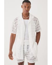 BoohooMAN - Oversized Open Weave Lace Shirt - Lyst