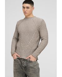 BoohooMAN - Gerippter Muscle-Fit Raglan Strickpullover mit Acid-Waschung - Lyst