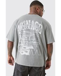 BoohooMAN - Plus Monaco Moto Back Graphic T-shirt In Grey - Lyst