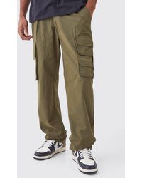 BoohooMAN - Tall Fixed Waist Relaxed Peached Pleat Cargo Trouser - Lyst