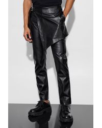 BoohooMAN - Leather Look Skirt Tailored Trousers - Lyst