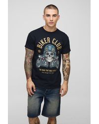 BoohooMAN - Regular Fit Route 66 Biker Club License Printed T-Shirt - Lyst