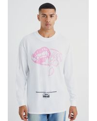 BoohooMAN - Oversized Long Sleeve Rose Graphic T-shirt - Lyst
