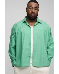 BoohooMAN - Plus gestreiftes Oversize Hemd mit langen Ärmeln - Lyst