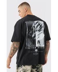BoohooMAN - Oversized Extended Neck Floral Graphic T-shirt - Lyst
