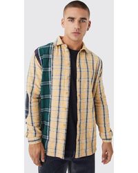 BoohooMAN - Multi Spliced And Patch Check Shirt - Lyst