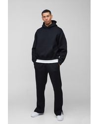 BoohooMAN - Oversized Boxy Bonded Scuba Straight Leg Split Hem Tracksuit - Lyst