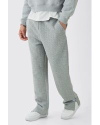 BoohooMAN - Relaxed Fit Herringbone Split Hem Woven Tab Jogger - Lyst