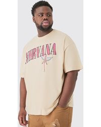 Boohoo - Plus Nirvana Oversized License T-shirt Sand - Lyst