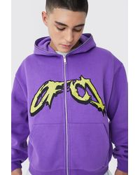 BoohooMAN - Oversized Boxy Ofcl Zip Through Hoodie - Lyst