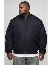 BoohooMAN - Plus Regular Fit Padded Nylon Panelled Bomber Jacket - Lyst