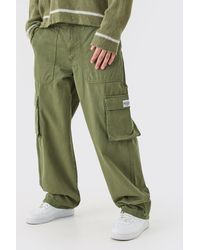 BoohooMAN - Fixed Waist Cargo Zip Pants With Woven Tab - Lyst