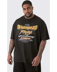 BoohooMAN - Plus Oversized Championship Moto Graphic T-shirt - Lyst