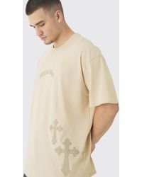 BoohooMAN - Tall Oversized Official Cross Puff Print T-Shirt - Lyst