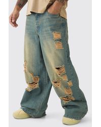 Boohoo - Vaqueros Súper Holgados Sin Tratar Rotos - Lyst