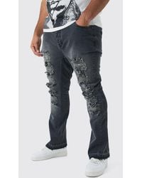 Boohoo - Plus Ripped Gusset Detail Stretch Skinny Flared Jeans - Lyst