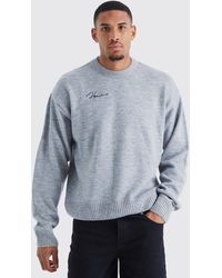 BoohooMAN - Tall Boxy Homme Extended Neck Brushed Rib Knit Jumper - Lyst