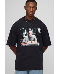BoohooMAN - Oversized Extended Neck Acid Wash The Godfather License Graphic T Shirt - Lyst