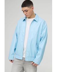 BoohooMAN - Official Oversized Pu Embossed Collard Bomber Jacket - Lyst
