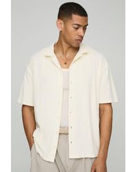 Boohoo - Camisa Oversize De Manga Corta Con Solapas En El Cuello - Lyst