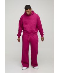 BoohooMAN - Oversized Boxy Varsity 25 Debossed Hooded Tracksuit - Lyst