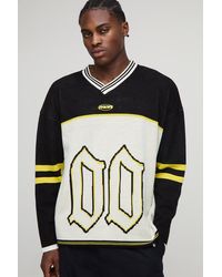 BoohooMAN - Gothic Varsity Jacquard Knitted Long Sleeve Hockey Top - Lyst