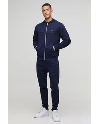BoohooMAN - Regular Fit Interlock Panelled Hooded Zip Through Tracksuit - Lyst