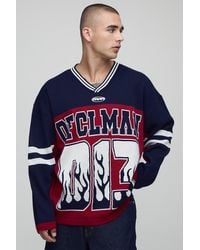 BoohooMAN - Flame Varsity Jacquard Knitted Long Sleeve Hockey Top - Lyst