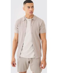 BoohooMAN - Regular Fit Short Sleeve Knitted Shirt - Lyst