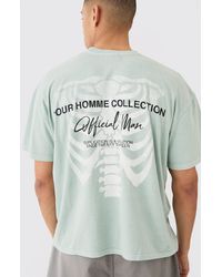 BoohooMAN - Oversized Skeleton Back Print Washed T-shirt - Lyst