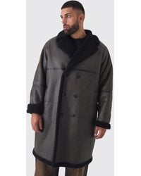 BoohooMAN - Plus Longline Double Breasted Aviator Jacket - Lyst