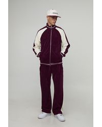 BoohooMAN - Regular Fit Velour Zip Through Funnel Neck Tracksuit - Lyst