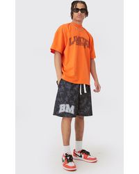 BoohooMAN - Oversized Extended Neck Limited Edition T-shirt & Basketball Shorts - Lyst