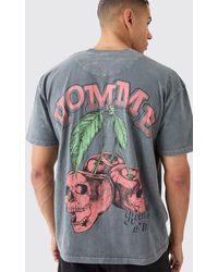 BoohooMAN - Oversized Acid Wash Cherry Graphic T-shirt - Lyst