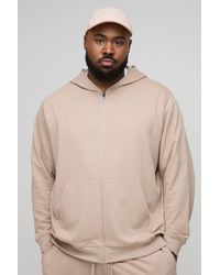 BoohooMAN - Plus Lightweight Loopback Regular Fit Basic Zip Through Hoodie - Lyst