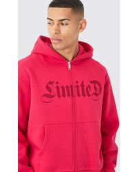BoohooMAN - Oversized Boxy Limited Zip Through Hoodie - Lyst