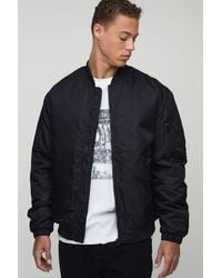 BoohooMAN - Tall Regular Fit Padded Nylon Panelled Bomber Jacket - Lyst