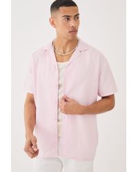 BoohooMAN - Short Sleeve Oversized Linen Shirt - Lyst