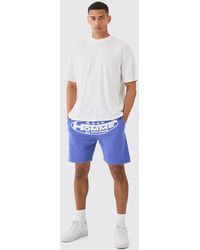 BoohooMAN - Oversized Extended Neck Moto Large Graphic Shorts Set - Lyst