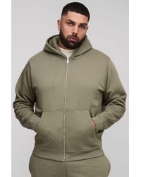 BoohooMAN - Plus Basic Regular Zip Through Hoodie - Lyst